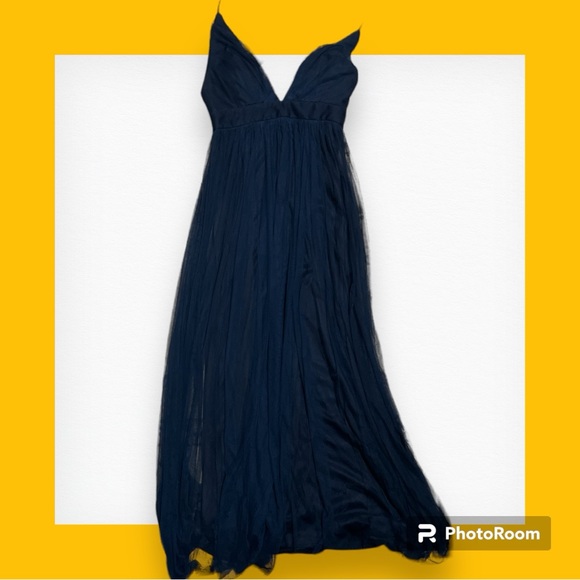 Windsor Dresses Windsor Navy Blue Formal Gown Dress Lacy Tulle